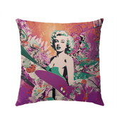 Durable Surfing 5 02 Outdoor Pillow with a vibrant surf design for a chic outdoor setup.